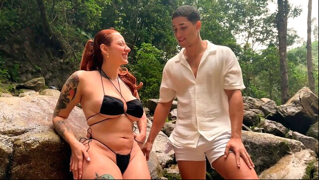 Outdoor fucking with a horny big ass redhead - Milan Rodriguez & Devil Khloee xxx amateur video